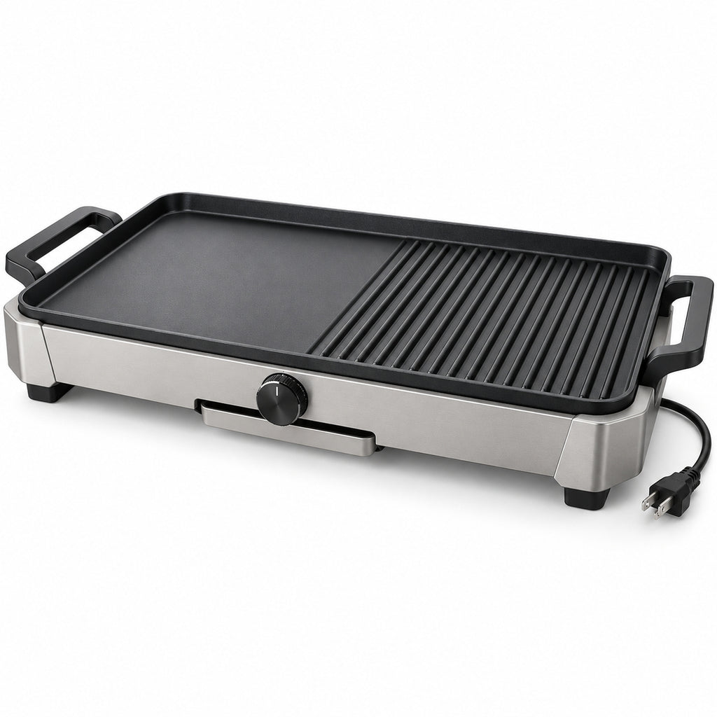 Split-Surface Electric Grill and Griddle