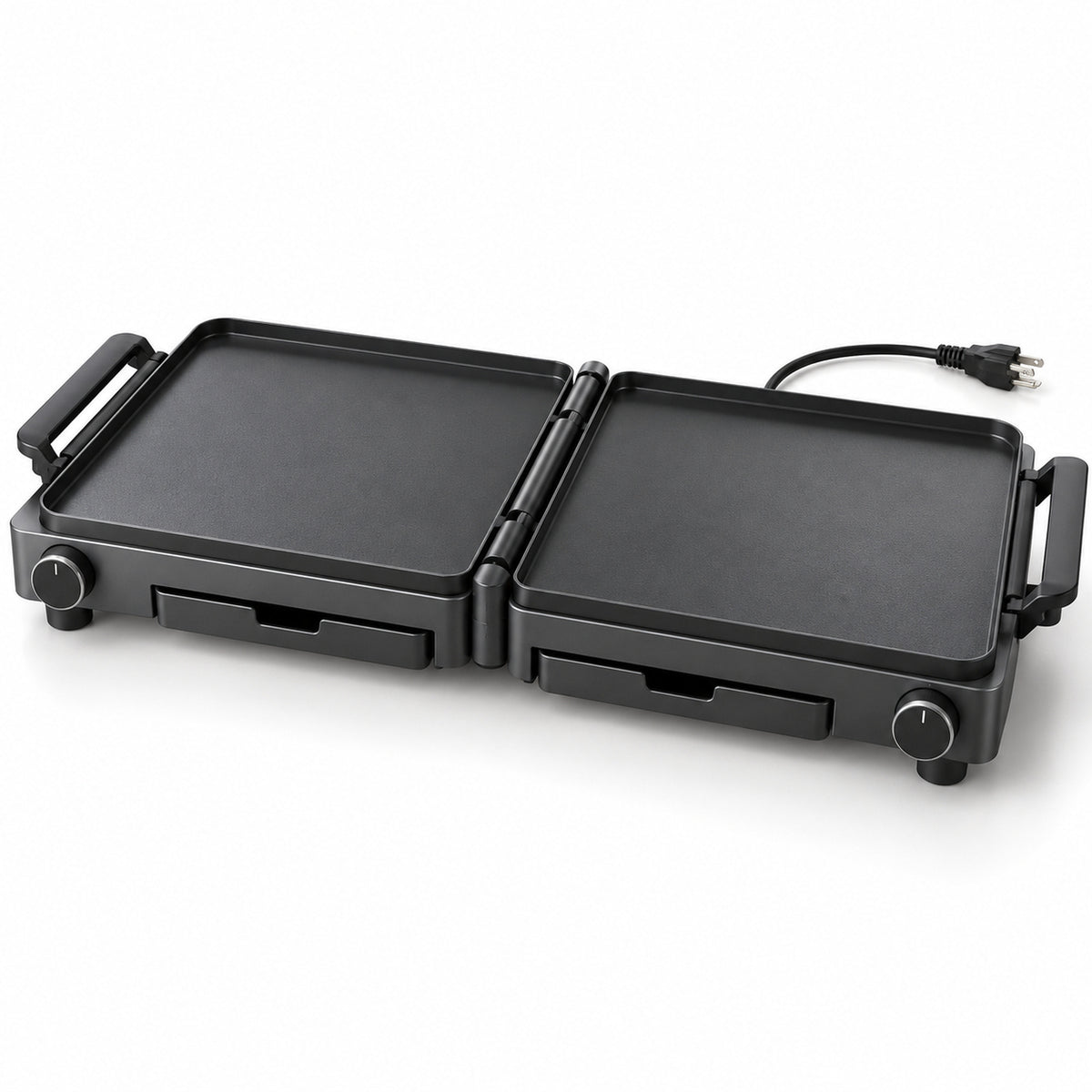 Fold-Flat Dual-Panel Electric Griddle