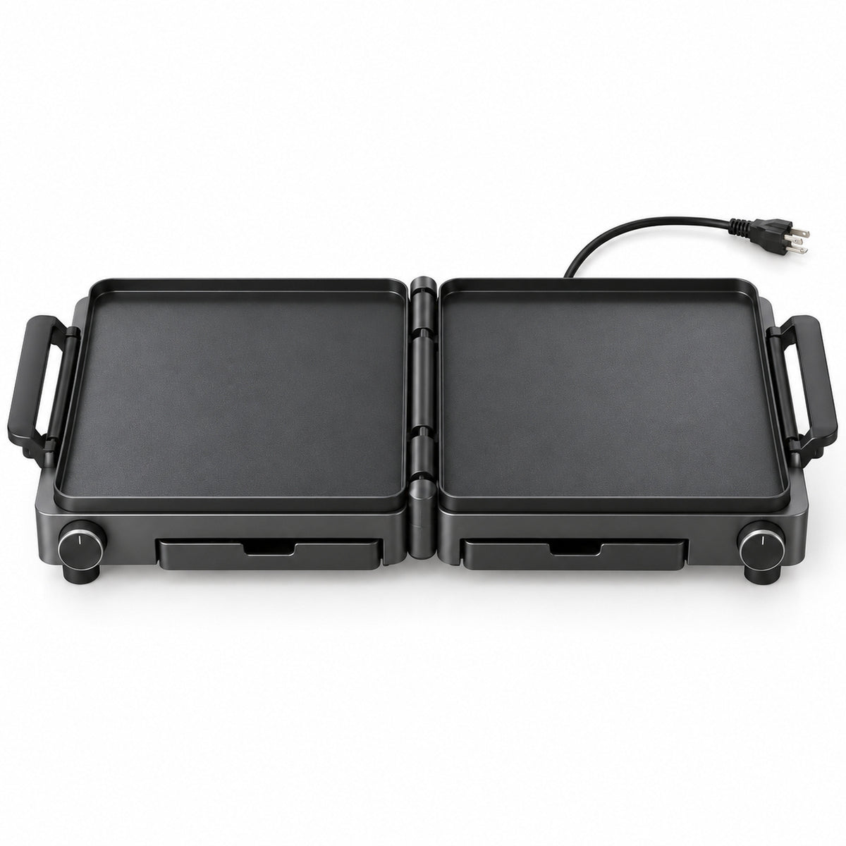 Fold-Flat Dual-Panel Electric Griddle