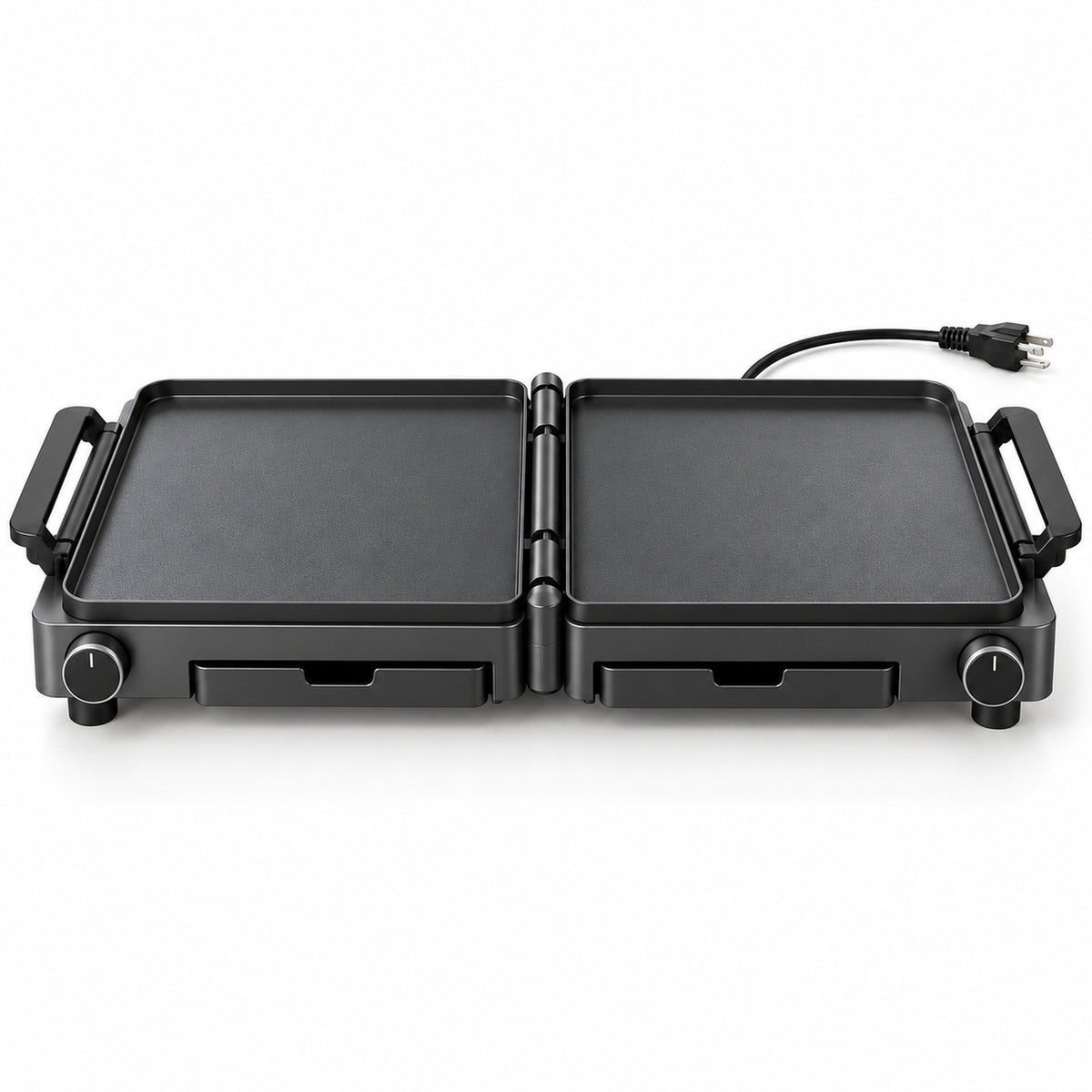 Fold-Flat Dual-Panel Electric Griddle