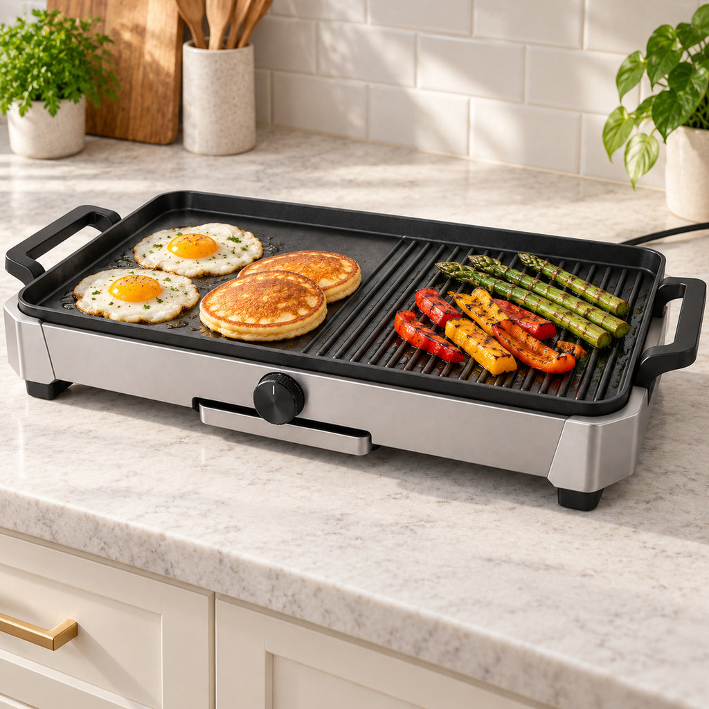 Split-Surface Electric Grill and Griddle