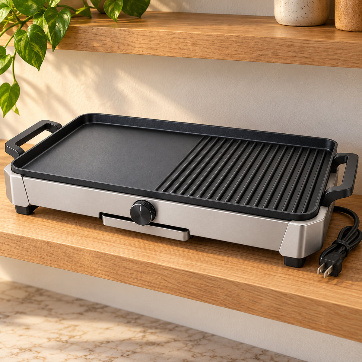 Split-Surface Electric Grill and Griddle